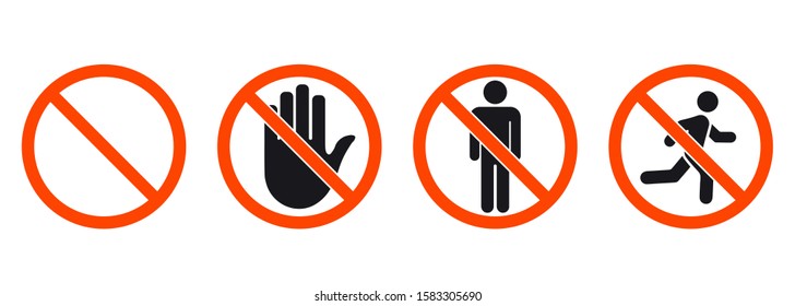 No entry sign. Stop signs collection. Man stands, walk and run. People symbol.  Hand stop and no man walk .
Prohibitory signs pedestrians. No entry. The sign of the stop. the hand in the red circle