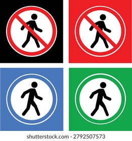 No entry sign. Stop signs collection. Prohibition sign walking pedestrian. Stop hand, warning stop icons.