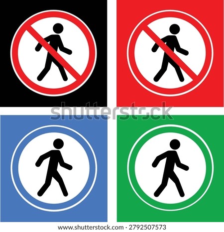 No entry sign. Stop signs collection. Prohibition sign walking pedestrian. Stop hand, warning stop icons.