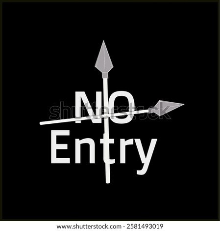 No Entry Sign, Symbol with two Spears Arrow Swords, Black and white vector drawing