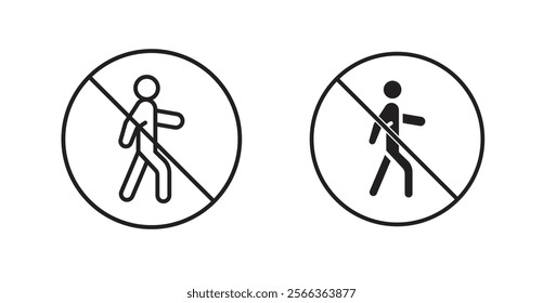 No entry sign vector in line stroke and flat versions
