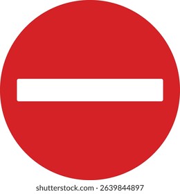 No Entry Sign Vector – Red Circle Traffic Symbol with White Horizontal Bar