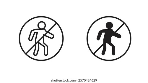 No entry sign vectors set in black. line and flat versions