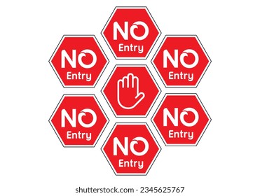 No entry sign. Warning Hand symbol. No entry alert. Red alert sign symbol. Warning sign red. Stop red sign circle Warning