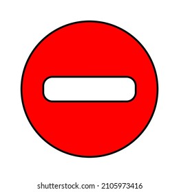 Sin signo de entrada. Icono de advertencia. Detén el emblema. Círculo rojo. Tráfico por carretera. Concepto de navegación. Ilustración vectorial. Imagen de archivo. 