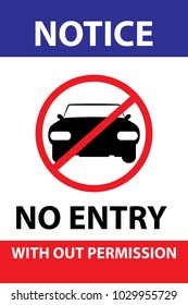 No entry sign -With out permission-Vector sign board.