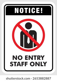 no entry staff only sign of notice