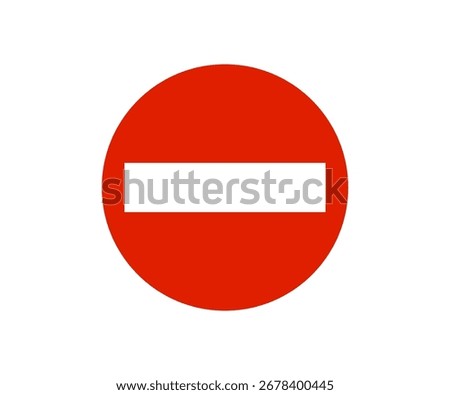 No Entry stop sign icon. No entry sign. Red circular traffic sign with horizontal white bar, indicating entry is prohibited vector design and illustration.


