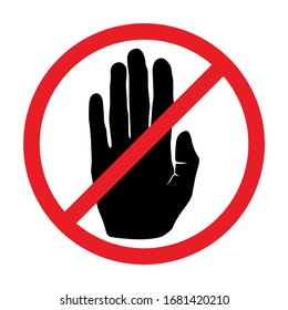 No entry, stop sign red vector illustration. Hand symbol. Hand icon.
