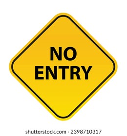 no entry traffic sign. Black on yellow diamond background. Traffic signs and symbols.