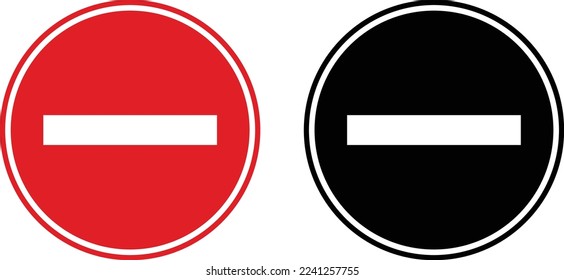  No entry traffic sign in red and black .