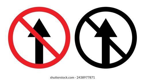 No hay señal de tráfico de entrada. Advertencia de prohibición de acceso por carretera. Símbolo de calzada prohibida