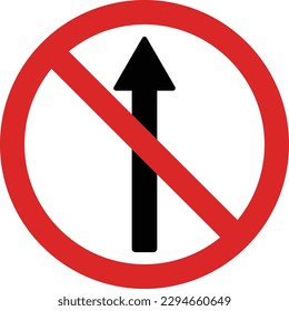 No entry traffic sign vector . No direct traffic icon on white background .