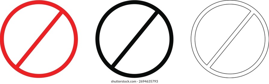 No Entry vector icon isolated on white background — red prohibition sign symbol for restriction, warning, and safety regulation design
