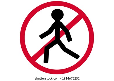 No Entry Vector Sign, Icon Human Silhouette On Red Circle