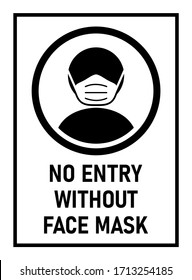 No Entry without Face Mask Sign against the Spread of the Novel Coronavirus Covid-19. Vector Image.