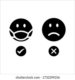 No Entry Without Face Mask or Wear a Mask Icon on white background