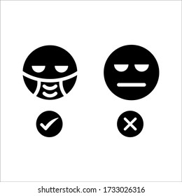 No Entry Without Face Mask or Wear a Mask Icon on white background