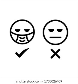 No Entry Without Face Mask or Wear a Mask Icon on white background