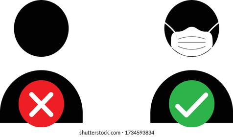 No entry without Face mask sign  vector illustration 