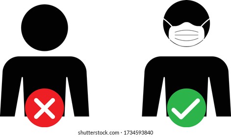 No entry without Face mask sign  vector illustration 