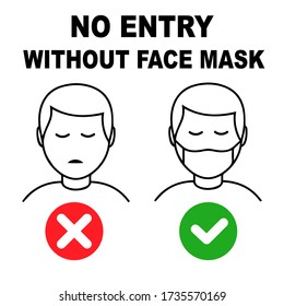 No Entry Without Face Mask Wear Stock Vector (Royalty Free) 1735570169 ...