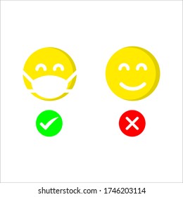 No Entry Without Face Mask or Wear a Mask Icon on white background