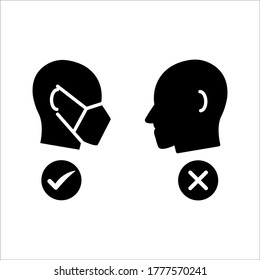 No Entry Without Face Mask or Wear a Mask Icon on white background