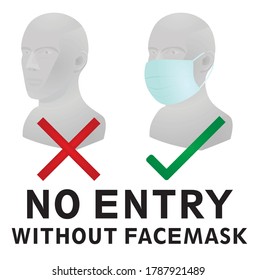 No entry without face mask. vector