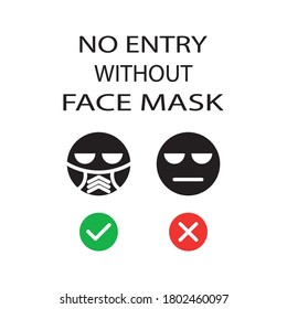 No Entry Without Face Mask or Wear a Mask Icon