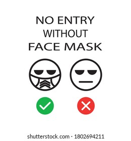 No Entry Without Face Mask or Wear a Mask Icon