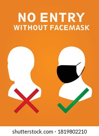 No entry without face mask. vector