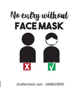 No Entry Without Face Mask or Wear a Mask Icon. Pandemic covid-19 Vector Image. 