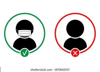 Kein Eintrag ohne Gesichtsmaske-Zeichen. Keine Gesichtsmaske kein Eintrag. Symbol. Warnzeichen. Vektor-Vordertür-Platte. Vektorgrafik. neue Normalnorm