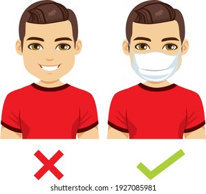 Kein Eintrag ohne Gesichtsmaske und tragen Sie eine Kaukasische männliche Maske
