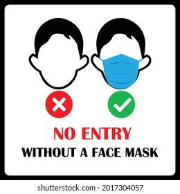 No entry without a face mask sign and symbol. Wear mask symbol. The mandatory sign to prevent the spread of COVID-19