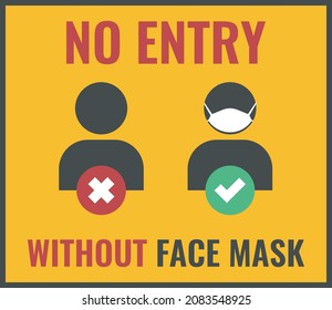 No entry without face mask sign, face mask required