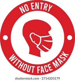 Kein Eintrag ohne Gesichtsmaske Hinweis Zeichen Vektorgrafik
