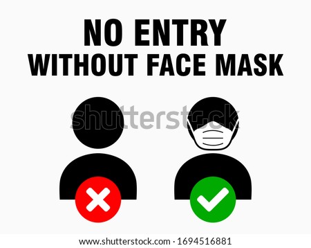 No Entry Without Face Mask or Wear a Mask Icon. Vector Image. Foto stock © 