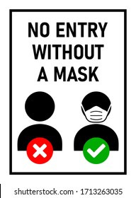 No Entry without a Mask Sign against the Spread of the Novel Coronavirus Covid-19. Vector Image.