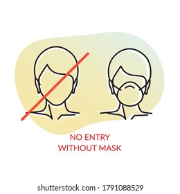 No Entry Without Protective Face Mask - Icon as EPS 10 File