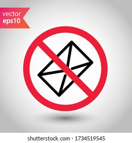 No envelope icon. Forbidden mailing icon. No email vector sign. Prohibited mailing vector icon. Warning, caution, attention, restriction flat sign design. No letter
