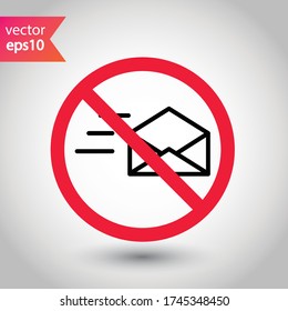 No envelope icon. Forbidden mailing icon. No email vector sign. Prohibited mailing vector icon. Warning, caution, attention, restriction flat sign design. No letter icon