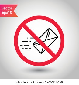 No envelope icon. Forbidden mailing icon. No email vector sign. Prohibited mailing vector icon. Warning, caution, attention, restriction flat sign design. No letter icon
