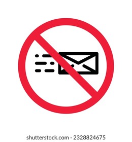 No envelope icon. Forbidden mailing icon. No email vector sign. Prohibited mailing vector icon. Warning, caution, attention, restriction flat sign design. No letter