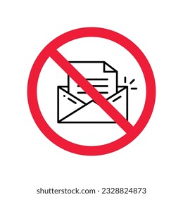 No envelope icon. Forbidden mailing icon. No email vector sign. Prohibited mailing vector icon. Warning, caution, attention, restriction flat sign design. No letter