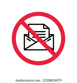 No envelope icon. Forbidden mailing icon. No email vector sign. Prohibited mailing vector icon. Warning, caution, attention, restriction flat sign design. No letter