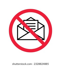 No envelope icon. Forbidden mailing icon. No email vector sign. Prohibited mailing vector icon. Warning, caution, attention, restriction flat sign design. No letter