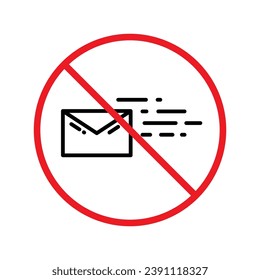 No envelope icon. Forbidden mailing icon. No email vector sign. Prohibited mailing vector icon. Warning, caution, attention, restriction flat sign design. No letter UX UI icon