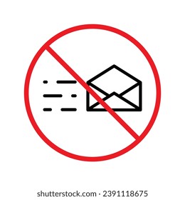 No envelope icon. Forbidden mailing icon. No email vector sign. Prohibited mailing vector icon. Warning, caution, attention, restriction flat sign design. No letter UX UI icon